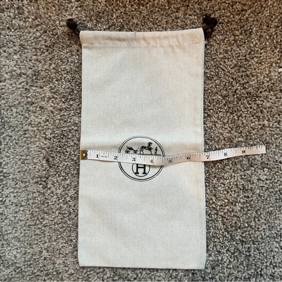 Authentic Hermes Paris Herringbone Dust Bags Set of 2 Drawstring Storage Pouches - Picture 7 of 9